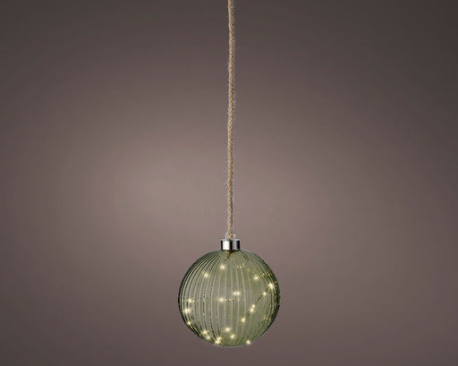 KI-generiertes Bild,XL Deko Glas Lichtkugel 15LED 10cm Grün Silber Glaskugel Timer Batterie Anhängen
