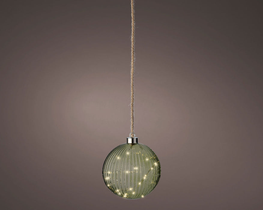 KI-generiertes Bild,XL Deko Glas Lichtkugel 15LED 10cm Grün Silber Glaskugel Timer Batterie Anhängen