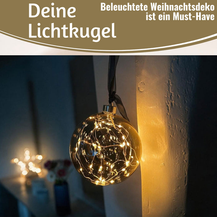 KI-generiertes Bild,XL Deko Glas Lichtkugel 30LED 14cm Grau Anthrazit Glaskugel Timer Batterie Anhängen