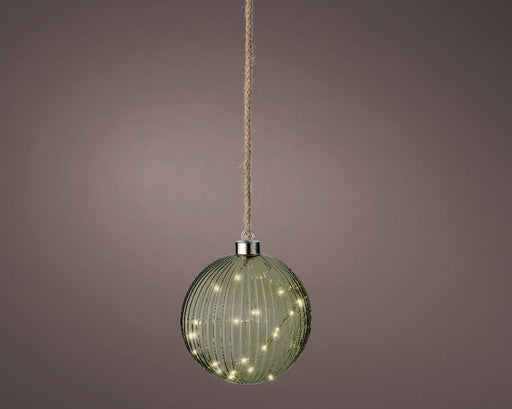 KI-generiertes Bild,XL Deko Glas Lichtkugel 30LED 14cm Grün Silber Glaskugel Timer Batterie Anhängen