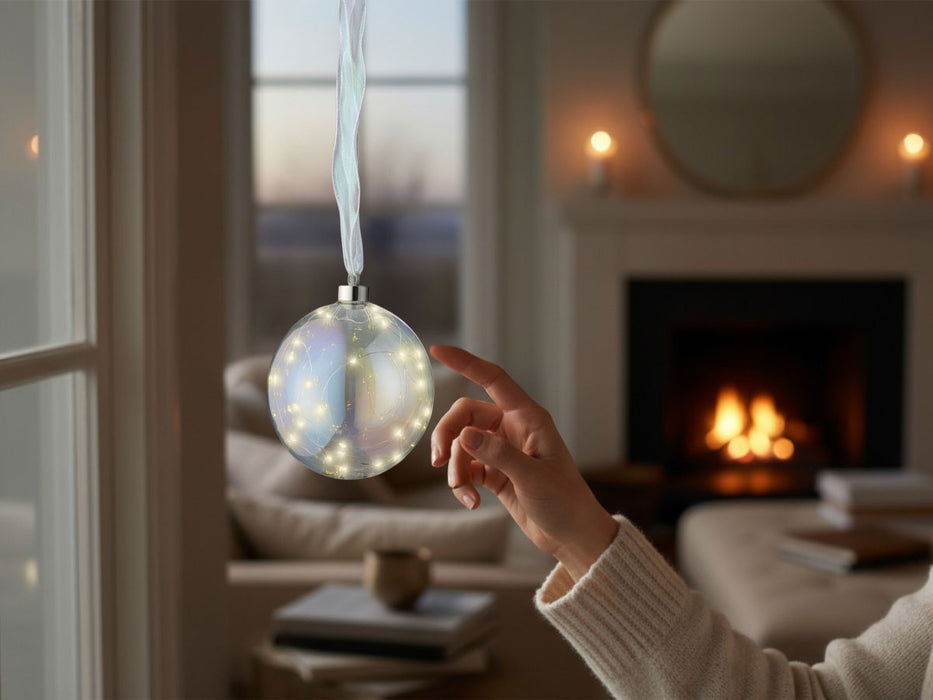 KI-generiertes Bild,XL Deko Glas Lichtkugel 30LED 14cm Iris Glaskugel Timer Batterie Anhängen