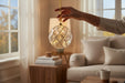 KI-generiertes Bild,XL Deko Glas Lichtkugel 30LED 14cm Gold Klar Glaskugel Timer Batterie Anhängen