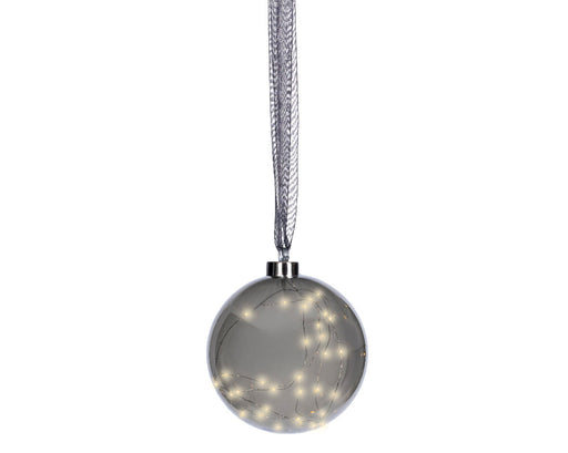 KI-generiertes Bild,XL Deko Glas Lichtkugel 40LED 20cm Grau Anthrazit Glaskugel Timer Batterie Anhängen