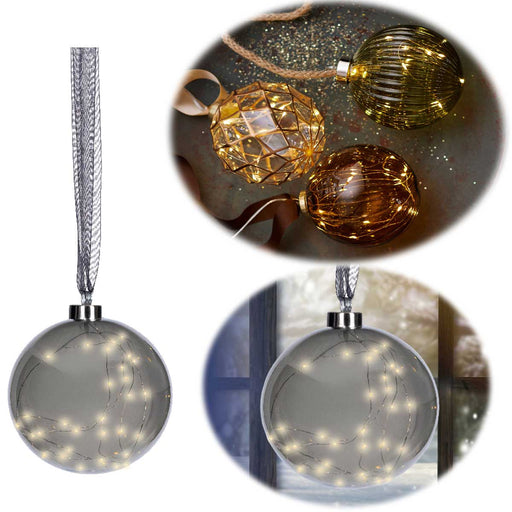 KI-generiertes Bild XL Deko Glas Lichtkugel 40LED 20cm Grau Anthrazit Glaskugel Timer Batterie Anhängen