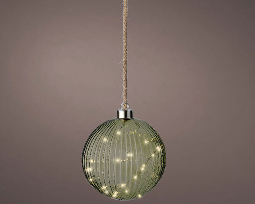 KI-generiertes Bild,XL Deko Glas Lichtkugel 40LED 20cm Grün Silber Glaskugel Timer Batterie Anhängen