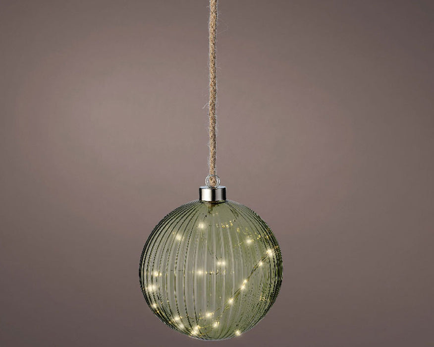 KI-generiertes Bild,XL Deko Glas Lichtkugel 40LED 20cm Grün Silber Glaskugel Timer Batterie Anhängen