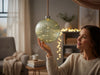 KI-generiertes Bild,XL Deko Glas Lichtkugel 40LED 20cm Grün Silber Glaskugel Timer Batterie Anhängen