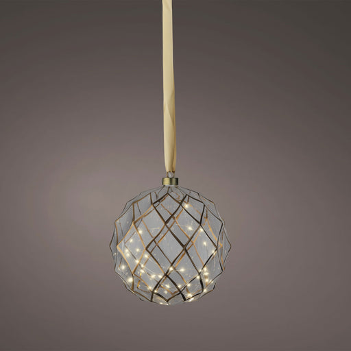 KI-generiertes Bild,XL Deko Glas Lichtkugel 30LED 14cm Gold Klar Glaskugel Timer Batterie Anhängen