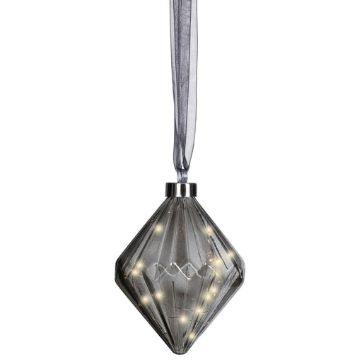 KI-generiertes Bild,XL Deko Glas Lichtkugel 20LED 16cm Diamant Grau Glaskugel Timer Batterie Anhängen