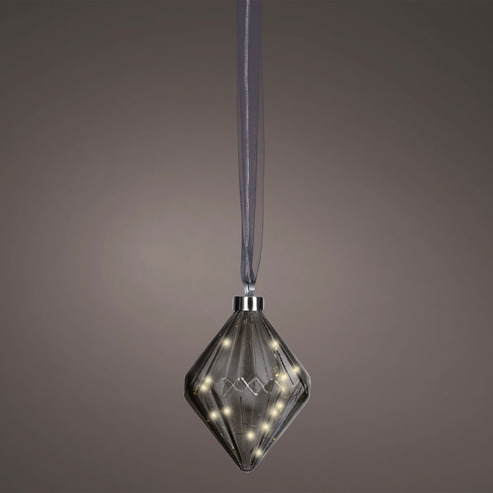 KI-generiertes Bild,XL Deko Glas Lichtkugel 20LED 16cm Diamant Grau Glaskugel Timer Batterie Anhängen