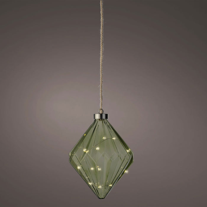 KI-generiertes Bild,XL Deko Glas Lichtkugel 15LED 16cm Diamant Grün Glaskugel Timer Batterie Anhängen