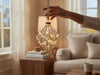 KI-generiertes Bild,XL Deko Glas Lichtkugel 15 LED 16cm Diamant Klar Gold Timer Batterie Gold zum Anhängen