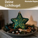KI-generiertes Bild,XL Deko Glas Lichtkugel 15LED 15cm Herz Petrol Gold Sterne Timer Batterie Anhängen