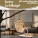 KI-generiertes Bild,XL Deko Glas Lichtkugel 15 LED 21cm Zapfen Klar Gold Timer Batterie Gold zum Anhängen