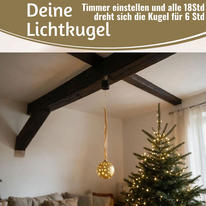 KI-generiertes Bild,XL Deko Glas Lichtkugel 15LED 14cm Gold drehbar Timer Batterie Anhängen