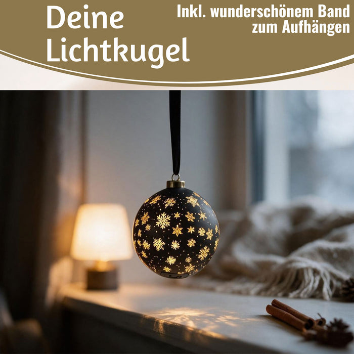 KI-generiertes Bild,XL Deko Glas Lichtkugel 15LED 14cm Gold drehbar Timer Batterie Anhängen