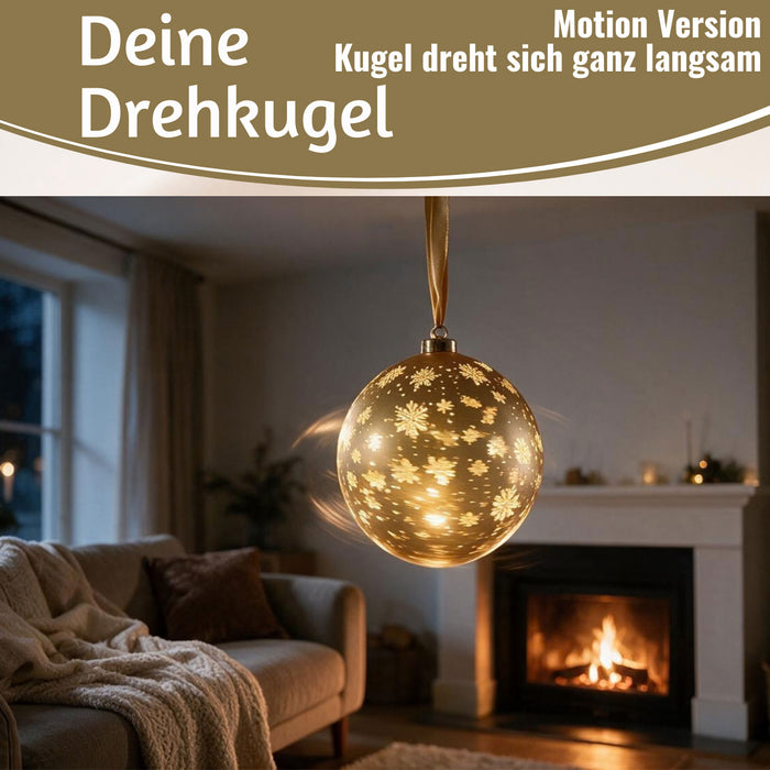 KI-generiertes Bild,XL Deko Glas Lichtkugel 15LED 14cm Gold drehbar Timer Batterie Anhängen