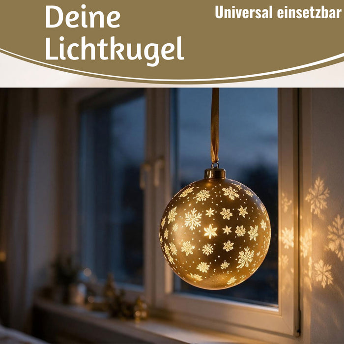 KI-generiertes Bild,XL Deko Glas Lichtkugel 15LED 14cm Gold drehbar Timer Batterie Anhängen