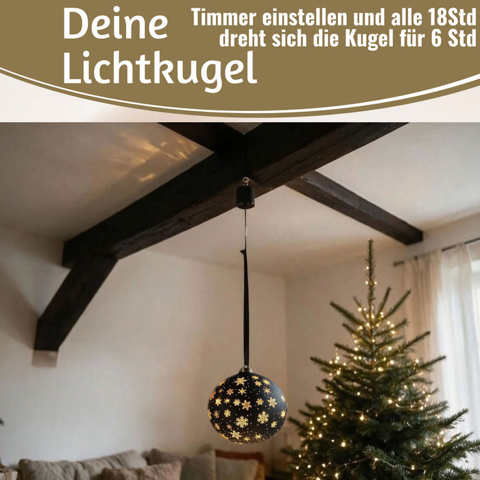 KI-generiertes Bild,XL Deko Glas Lichtkugel 15LED 14cm Gold drehbar Timer Batterie Anhängen
