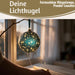 KI-generiertes Bild,XL Deko Glas Lichtkugel 15LED 15cm Herz Petrol Gold Sterne Timer Batterie Anhängen
