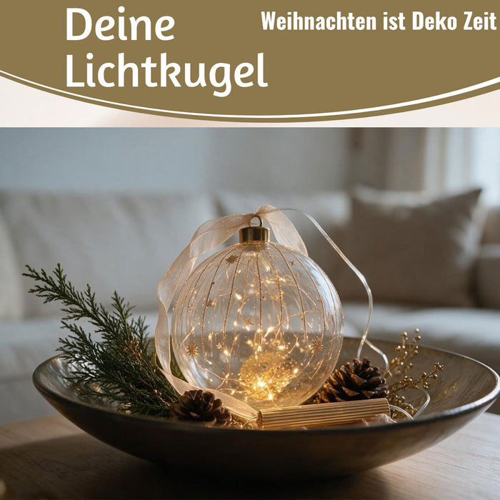 KI-generiertes Bild,XL Deko Glas Lichtkugel 30LED 14cm Gold Rose Glaskugel Timer Batterie Anhängen
