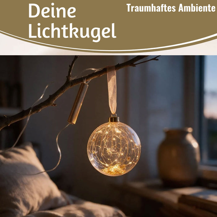 KI-generiertes Bild,XL Deko Glas Lichtkugel 30LED 14cm Gold Rose Glaskugel Timer Batterie Anhängen