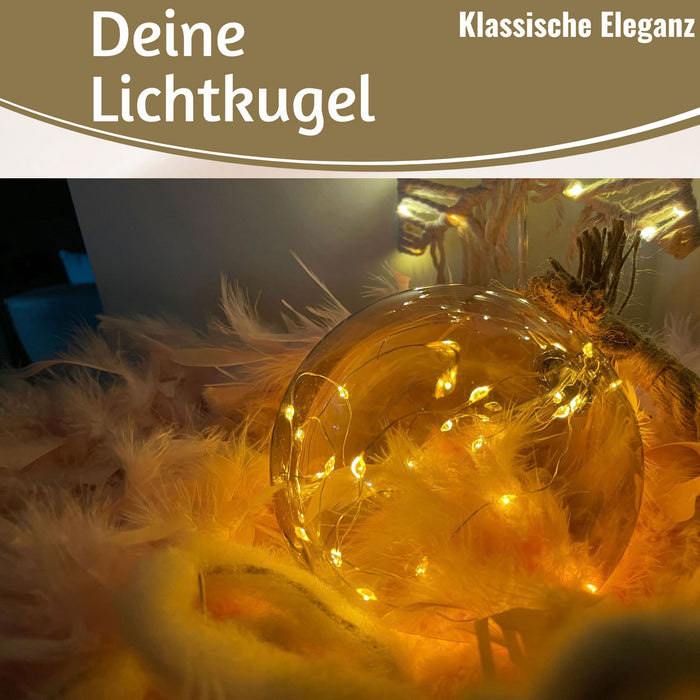 KI-generiertes Bild,XL LED Deko Glas Licht-Kugel 14cm Hanf-Tau Timer WarmWeiß Batterie Sisal-Seil