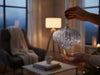 KI-generiertes Bild,XL Deko Glas Lichtkugel 20 LED 20cm Zwiebel Grau Timer Batterie Band zum Anhängen