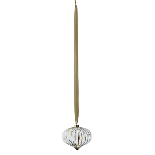 KI-generiertes Bild,XL Deko Glas Lichtkugel 15 LED 20cm Zwiebel Klar Gold Timer Batterie Band zum Anhängen
