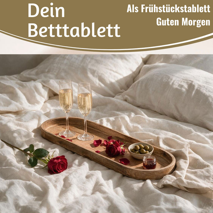 KI-generiertes Bild,XL Deko-Tablett Mango-Holz Braun 72cm groß Serviertablett Obst-Schale Brot