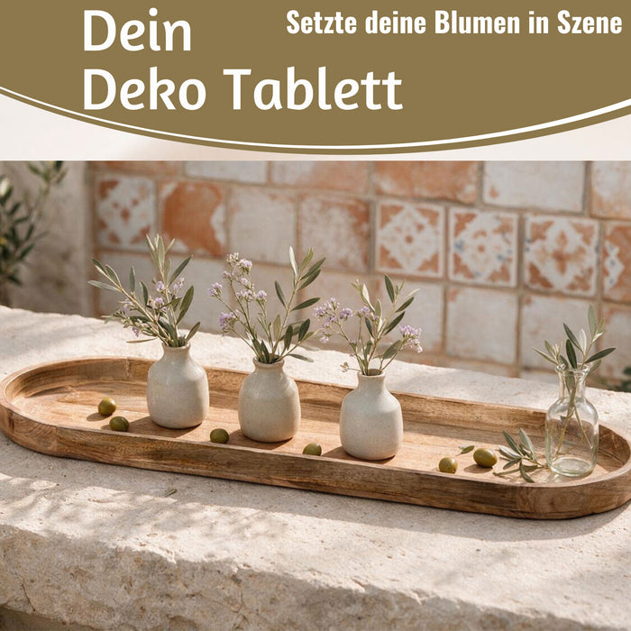 KI-generiertes Bild,XL Deko-Tablett Mango-Holz Braun 72cm groß Serviertablett Obst-Schale Brot
