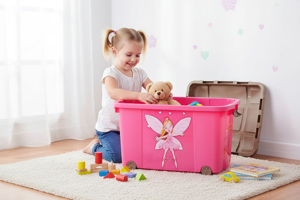 KI-generiertes Bild,XL Spielzeugkiste Prinzessin Fee Aufbewahrungsbox Rollbox Rollen