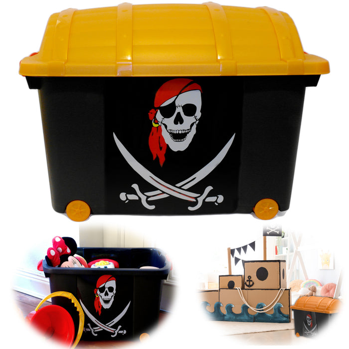 KI-generiertes Bild XL Spielzeugkiste Piraten-Kiste 60x40cm Schatztruhe Aufbewahrungsbox