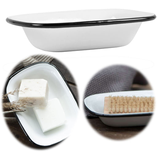 KI-generiertes Bild Seifenschale Emaille Creme Weiß 15cm Altum Seifenhalter Seifenablage