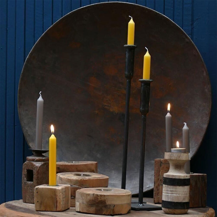 KI-generiertes Bild,Vintage Kerzenständer Dehli Schwarz 2er Set 35/45cm Eisen Kerzenhalter Stabkerzen