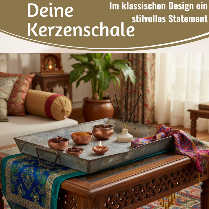 KI-generiertes Bild,XL Metall Deko Tablett Serviertablett Dehli 53cm Kerzenteller Kerzentablett
