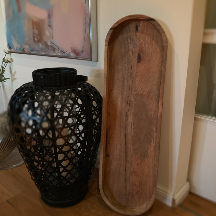 KI-generiertes Bild,XXL Deko-Tablett Mango-Holz Braun 81cm groß Serviertablett Obst-Schale Brot