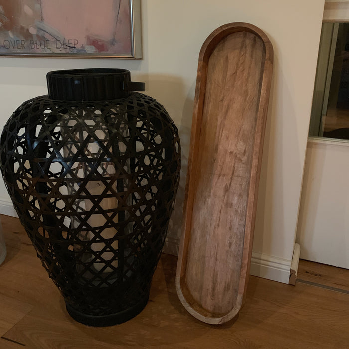 KI-generiertes Bild,XL Deko-Tablett Mango-Holz Braun 72cm groß Serviertablett Obst-Schale Brot