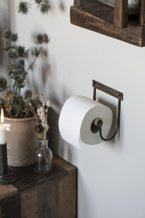 KI-generiertes Bild,Vintage Metall Toilettenpapierhalter Bronze 14cm Altum Holzrolle Rollenhalter