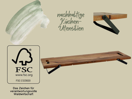KI-generiertes Bild,XXL Akazie Serviertablett 67cm klappbar Holz Tablett Tabletttisch Frühstückstablett