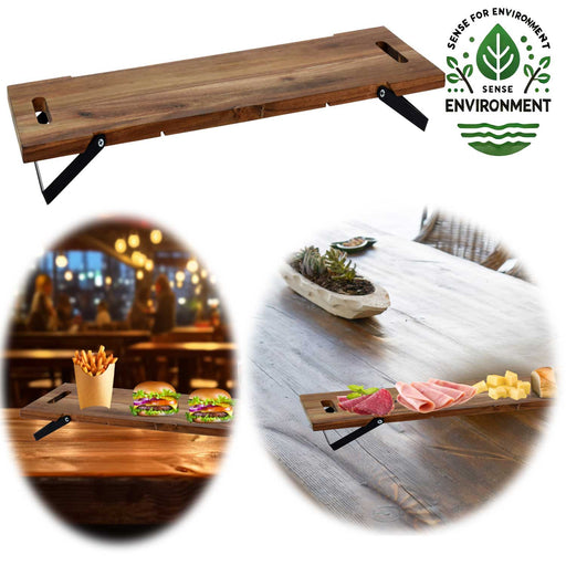 KI-generiertes Bild XXL Akazie Serviertablett 67cm klappbar Holz Tablett Tabletttisch Frühstückstablett