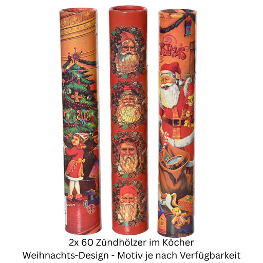 KI-generiertes Bild,XXL 120 Streichhölzer 30cm lang Köcher Zündhölzer Weihnachten 2er-Set