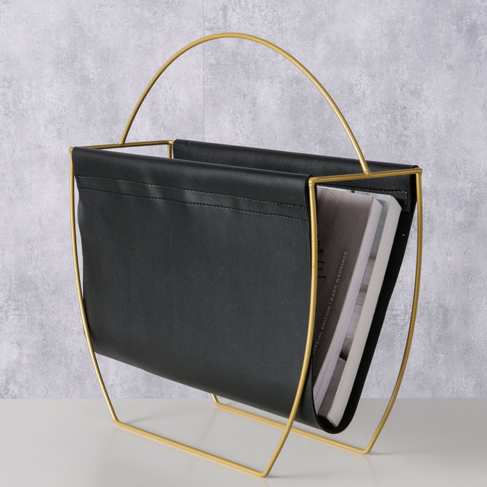 KI-generiertes Bild,Eleganter Magazinständer Schwarz Gold 40cm Zeitungsständer Zeitschriftenständer