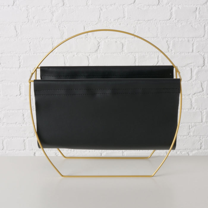 KI-generiertes Bild,Eleganter Magazinständer Schwarz Gold 40cm Zeitungsständer Zeitschriftenständer
