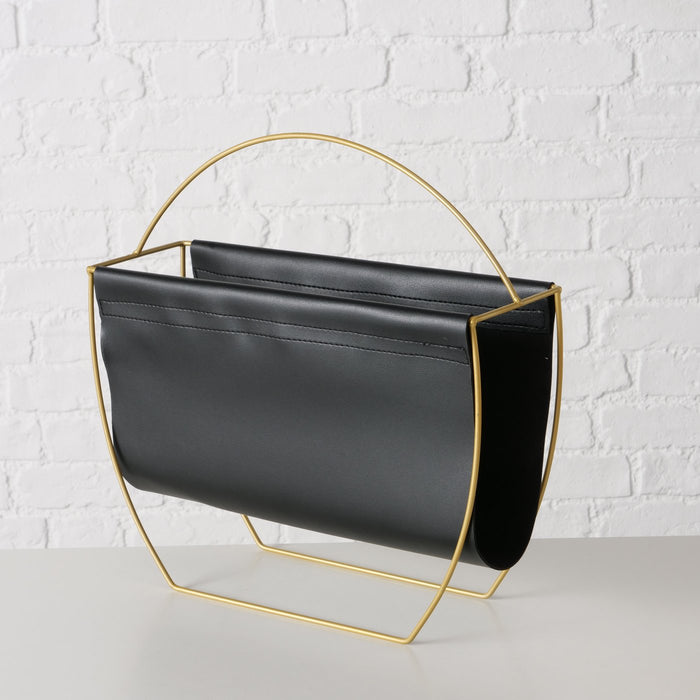 KI-generiertes Bild,Eleganter Magazinständer Schwarz Gold 40cm Zeitungsständer Zeitschriftenständer