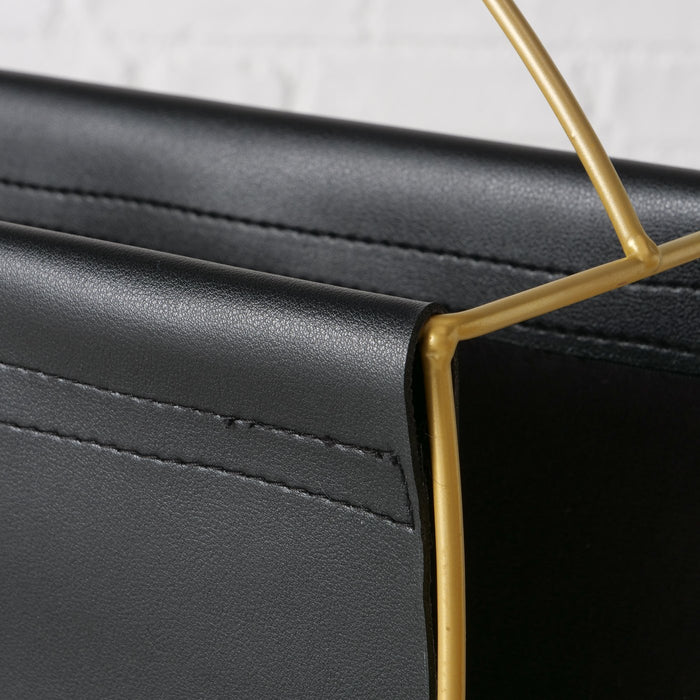 KI-generiertes Bild,Eleganter Magazinständer Schwarz Gold 40cm Zeitungsständer Zeitschriftenständer